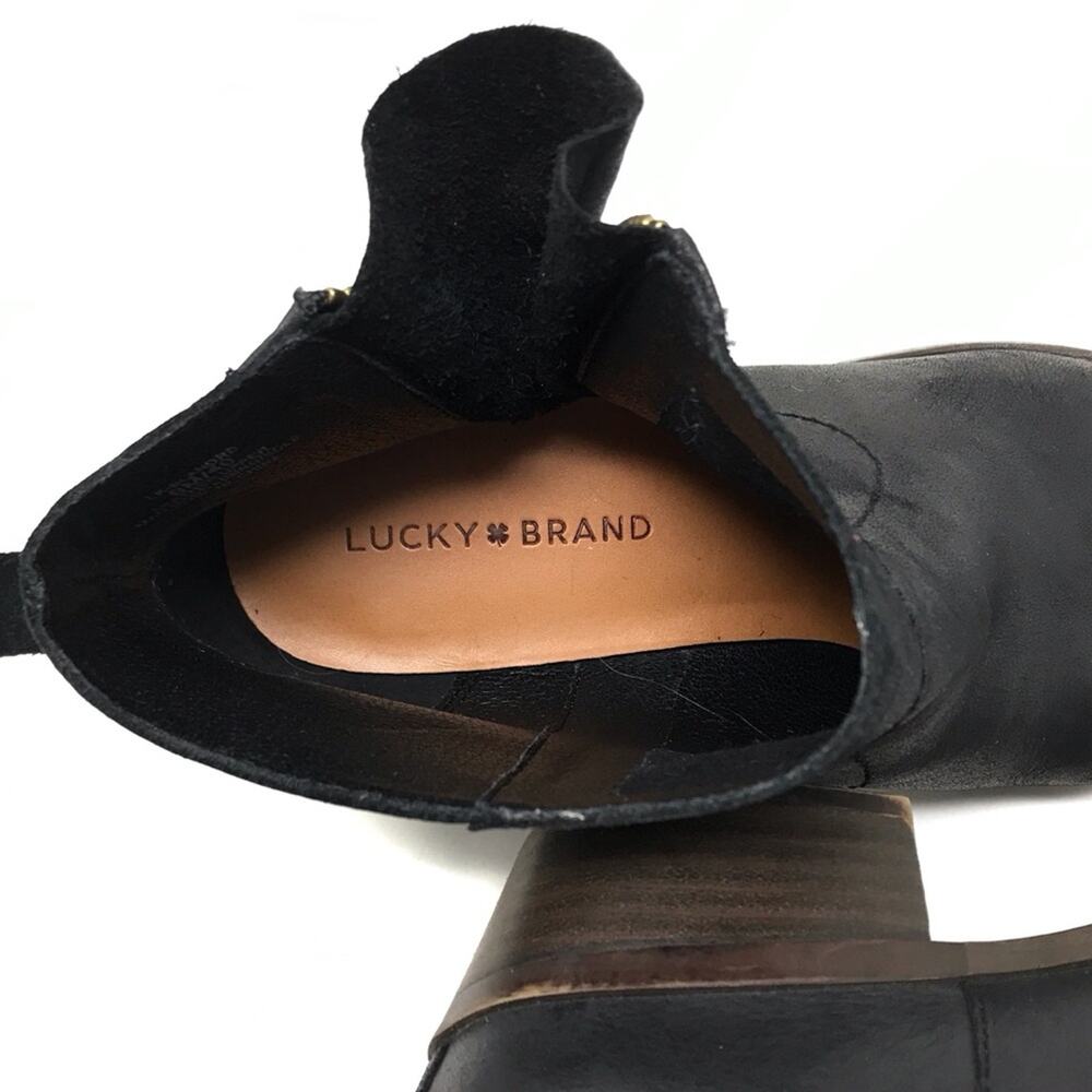 Lucky Brand Black Soft Leather Ankle Booties 9M Blandre Style - Picture 9 of 10